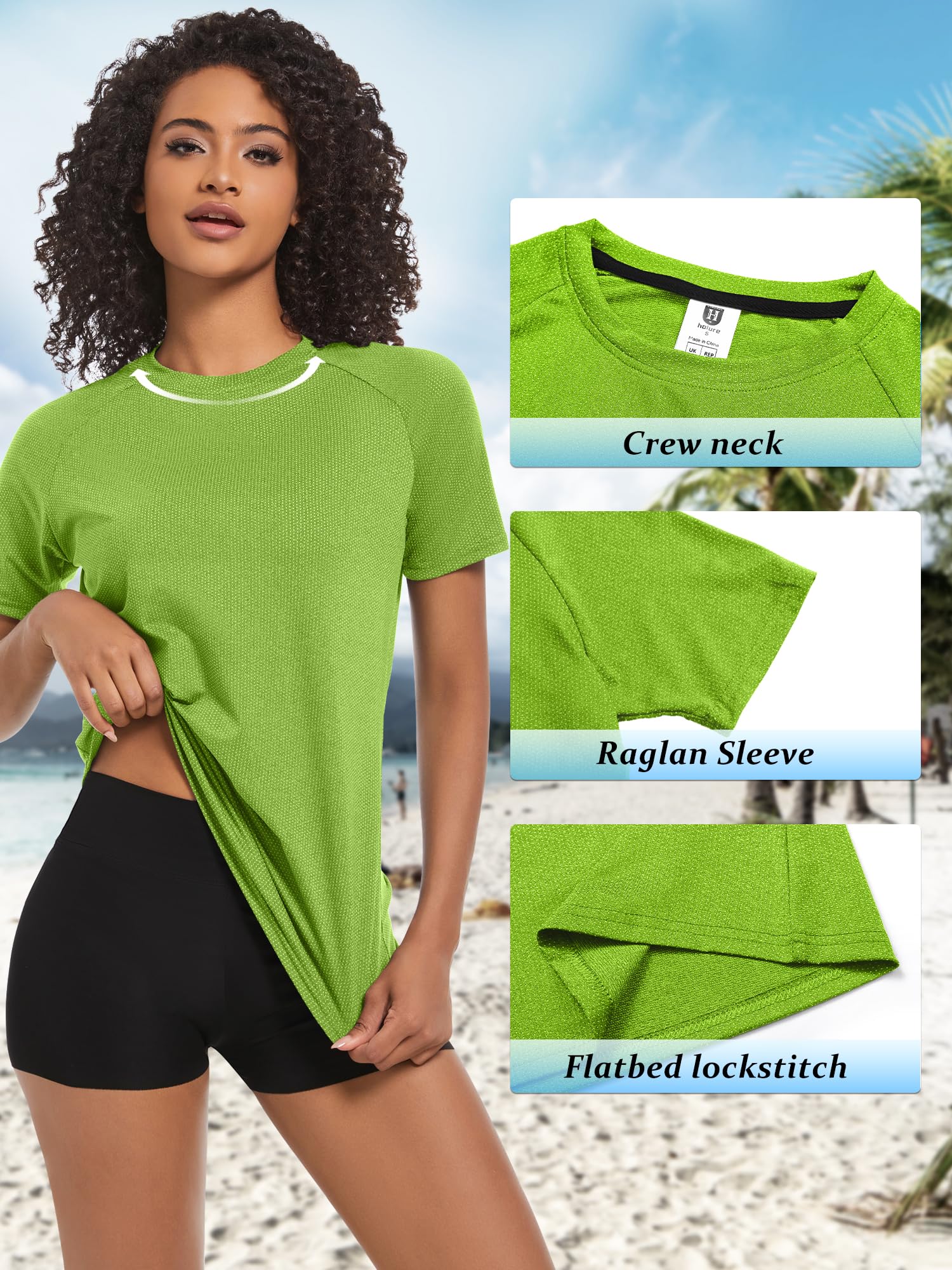 Damen Workout Running T-Shirts, Dry Fit Kurzarm-Shirts, feuchtigkeitsableitendes Athletic Tee, Sport Gym Yoga Tops