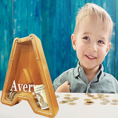 Miniatura 10 de Alcancía de letras de madera grande personalizada, alcancía de letras para niños, alcancía personalizada con nombre personalizado, se puede utilizar