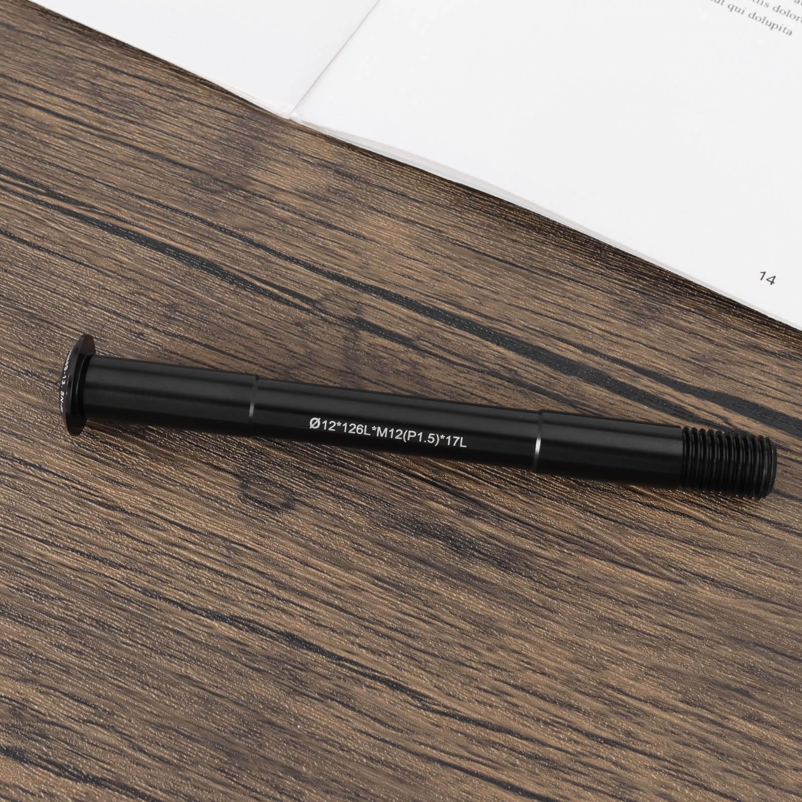 Bicycle Thru Axle - 12x126mm M12x1.5 Pitch, 17mm Thread, Aluminum Alloy Quick Release Skewer For Mountain & Road Bikes (Black)