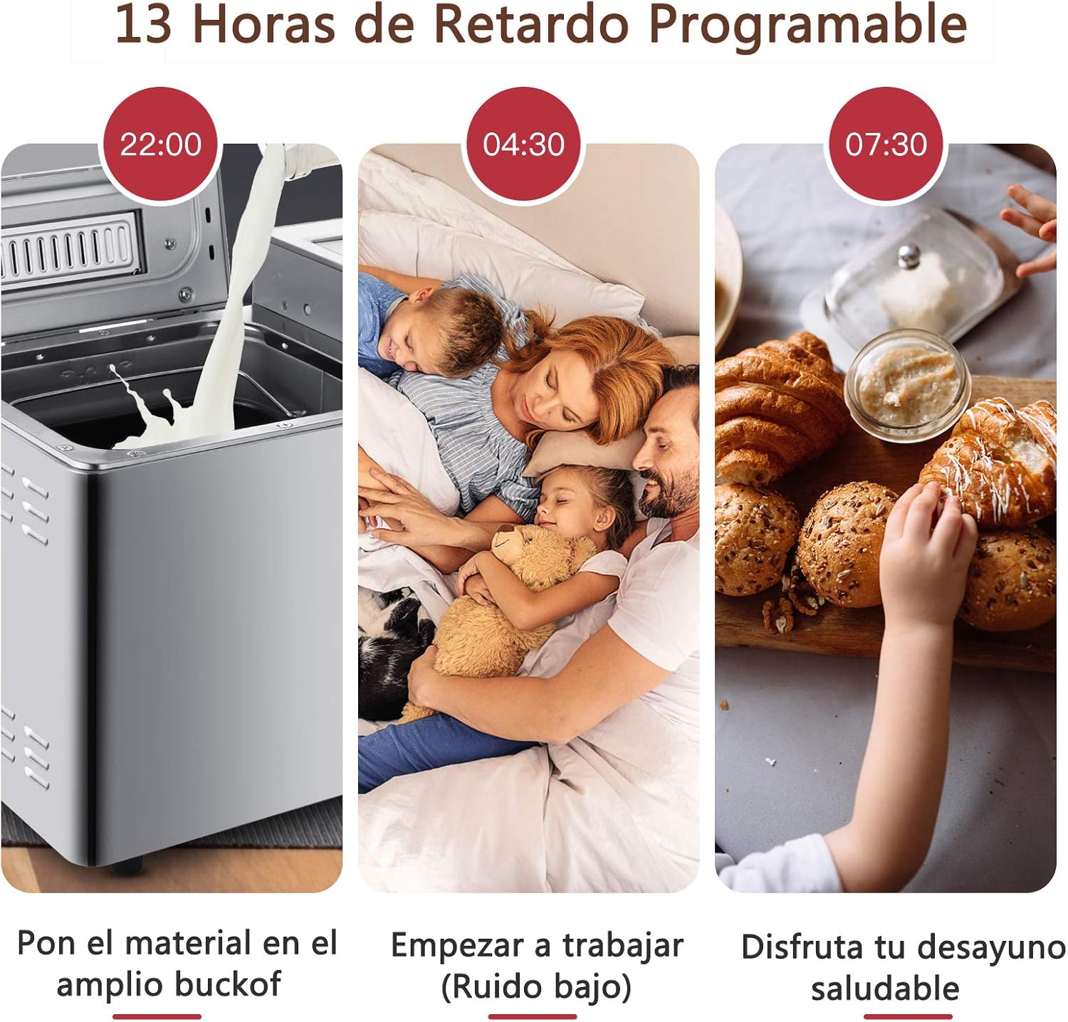 Nictemaw - Macchina per il pane automatica, 25 programmi, capacità 500 g/750 g/900 g, LCD, programmabile per preparare pane, 13 h, timer per citare, pane, senza glutine, biscotti, pasta e marmellate Nictemaw - Macchina per il pane automatica, 25 programmi, capacità 500 g/750 g/900 g, LCD, programmabile per preparare pane, 13 h, timer per citare, pane, senza glutine, biscotti, pasta e marmellate