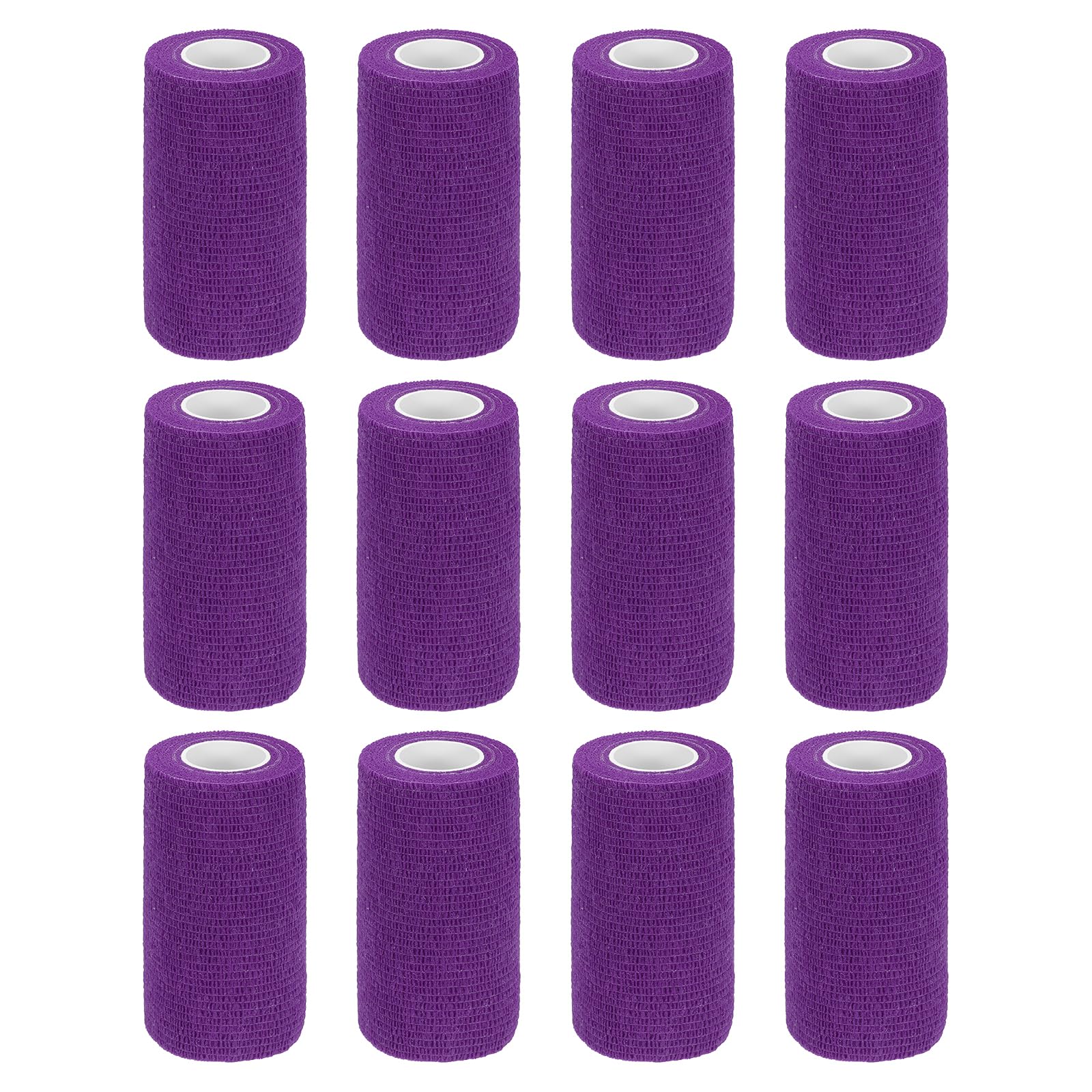 MECCANIXITY 12 Pack Elastic Cohesive Bandage Wrap 4 Inch x 5 Yards Breathable Self Adhesive Athletic Tape Roll Purple for Sports Wrist Ankle Support