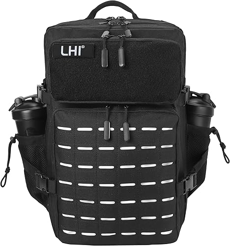 Miniatura 19 de LHI - Mochila táctica militar para hombre, 25/45 L, mochila grande Molle del ejército, mochila de asalto de 3 días, para senderismo, con 2-Plateado