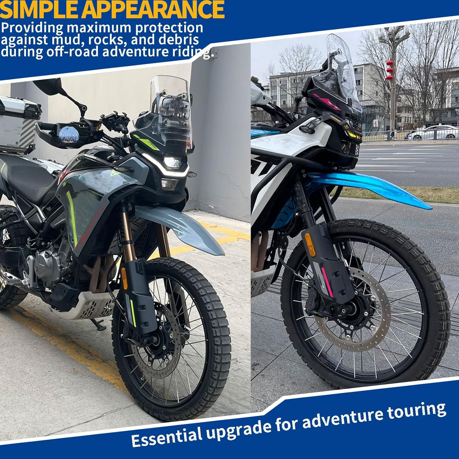Front Upgraded High Fender Kit for CFMOTO 450MT 450 MT CF450MT MT450 2023 2024 2025 2026, Motorcycle Front Mudguard Splash Guard, Mud Flap Wheel Hugger Fairing (Blue)