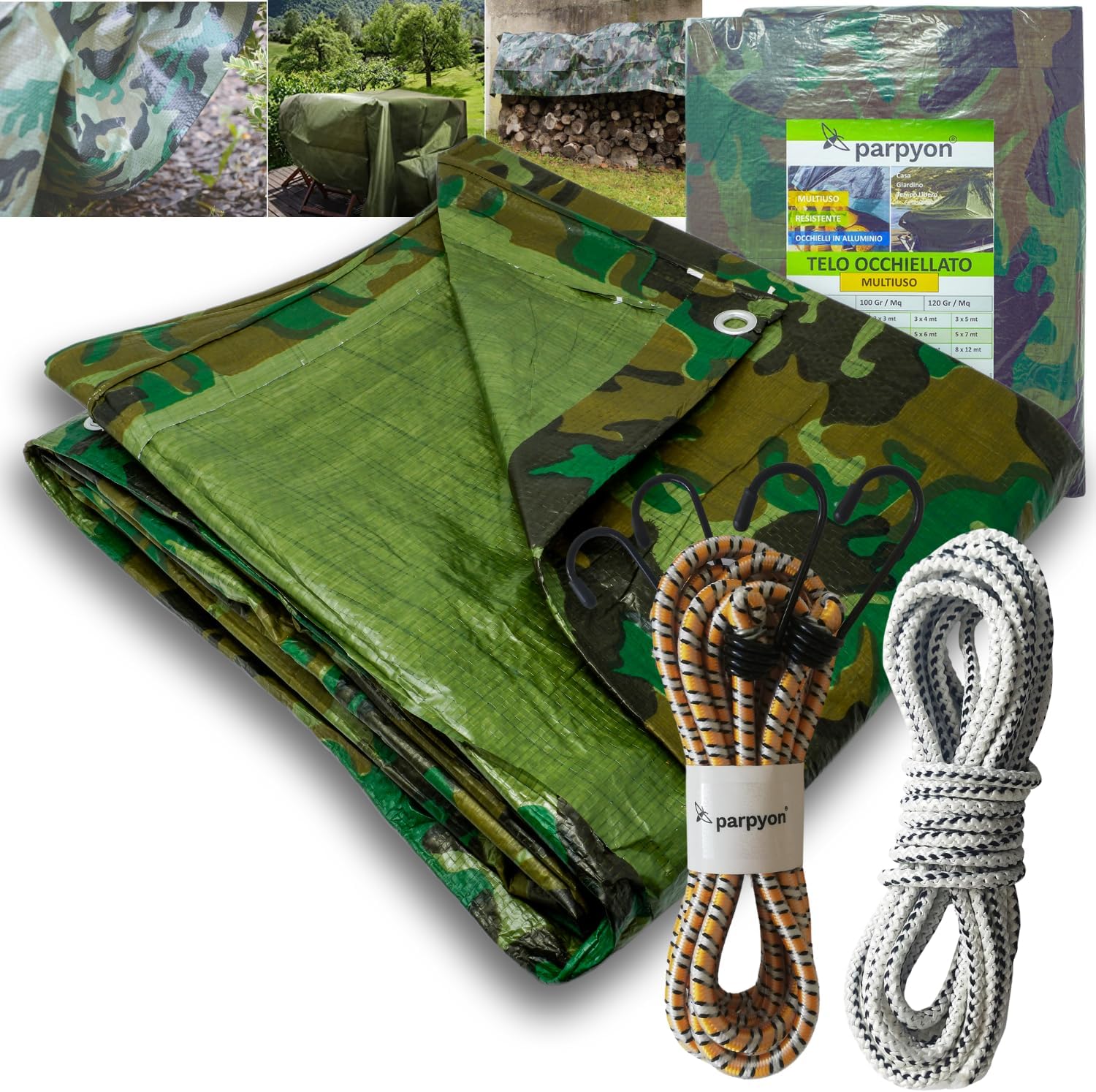 Telo Impermeabile ESTO 3x4 Metri - 245g/mq, Occhiellato, Per Auto, Barca, Giardino - Foto 2