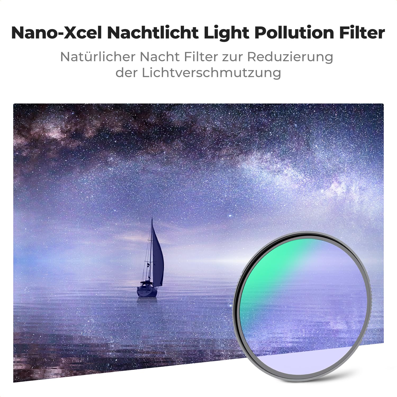 K&F Concept Nano-X 77mm Natural Night Filter Astroklar Nachtlicht Light Pollution Filter für Nachtaufnahmen Astrofotografie mit 28-lagiger Beschichtung