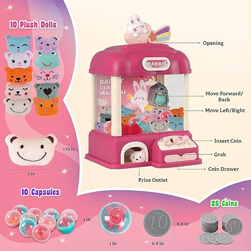 Miniatura 6 de Mini máquina de garras para niños, premontada, juguete de máquina de garra de conejo  Máquina expendedora de dulces  Máquina de garras para niños