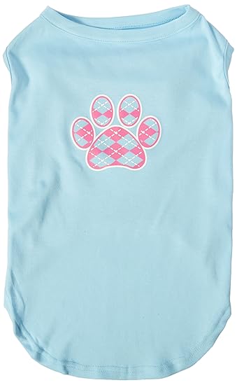 Mirage Pet Products Argyle Paw Pink Screen Print Shirt Baby Blue XXXL (20)