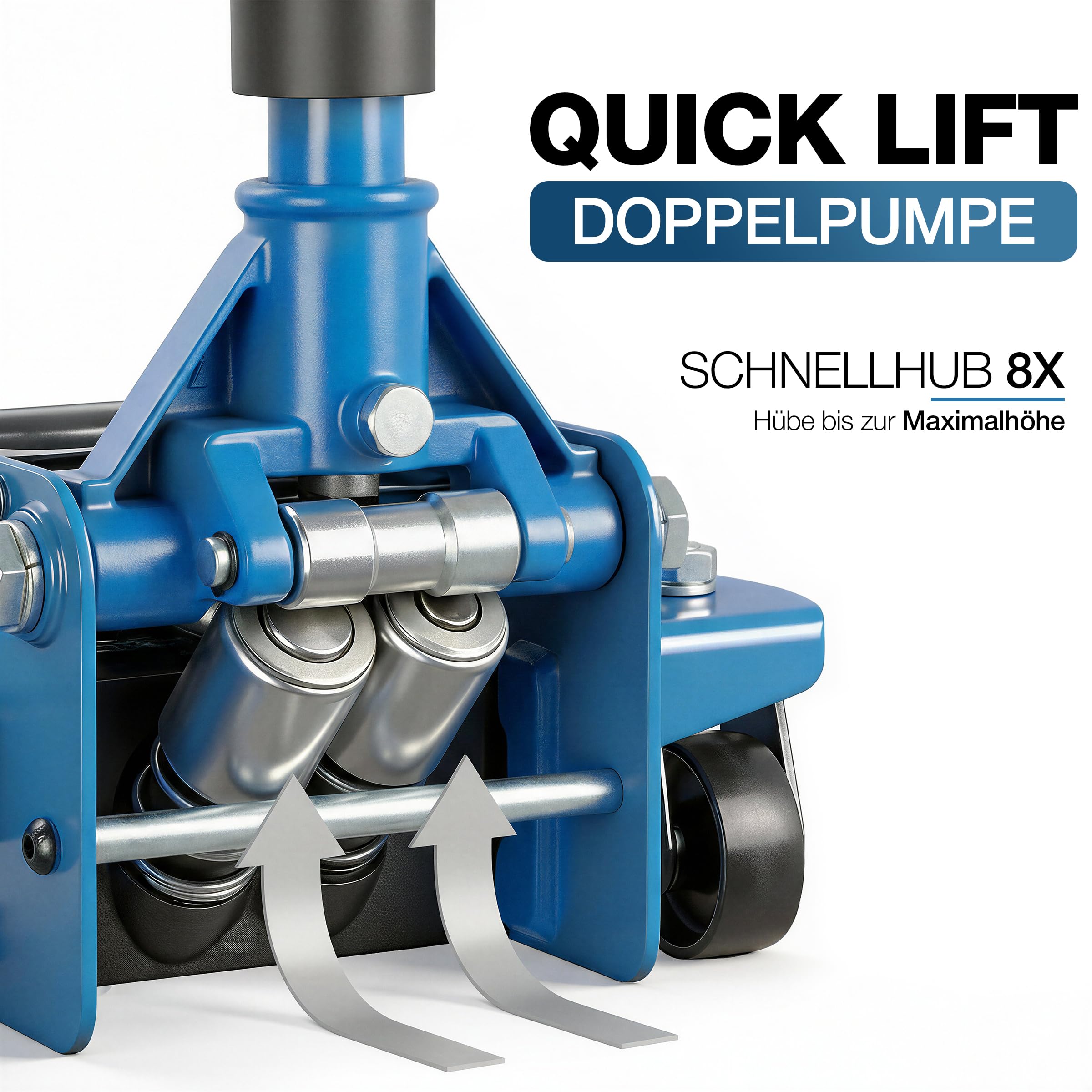 Hydraulischer Rangierwagenheber 3T Extra Flach (75 mm) - Wagenheber für PKW & SUV - Doppelkolben Quicklift, Hubhöhe 75-505 mm - STIX