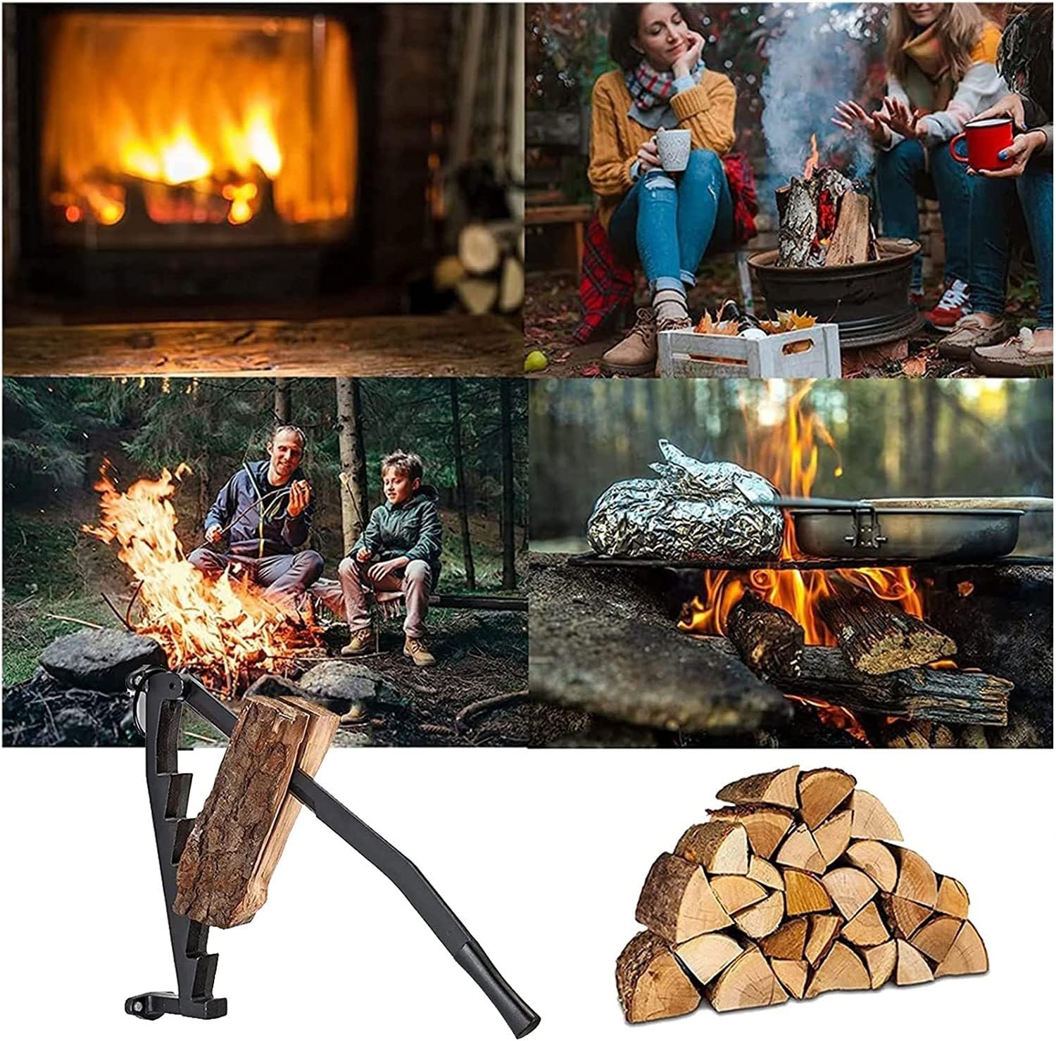 LXBH An der Wand montierter Holzspalter, manueller Holzspalter, Schraubholzspalter, Holzspalter, Holzspalter, Kindle-Holzspalter, Brennholzschneider für BBQ-Grills