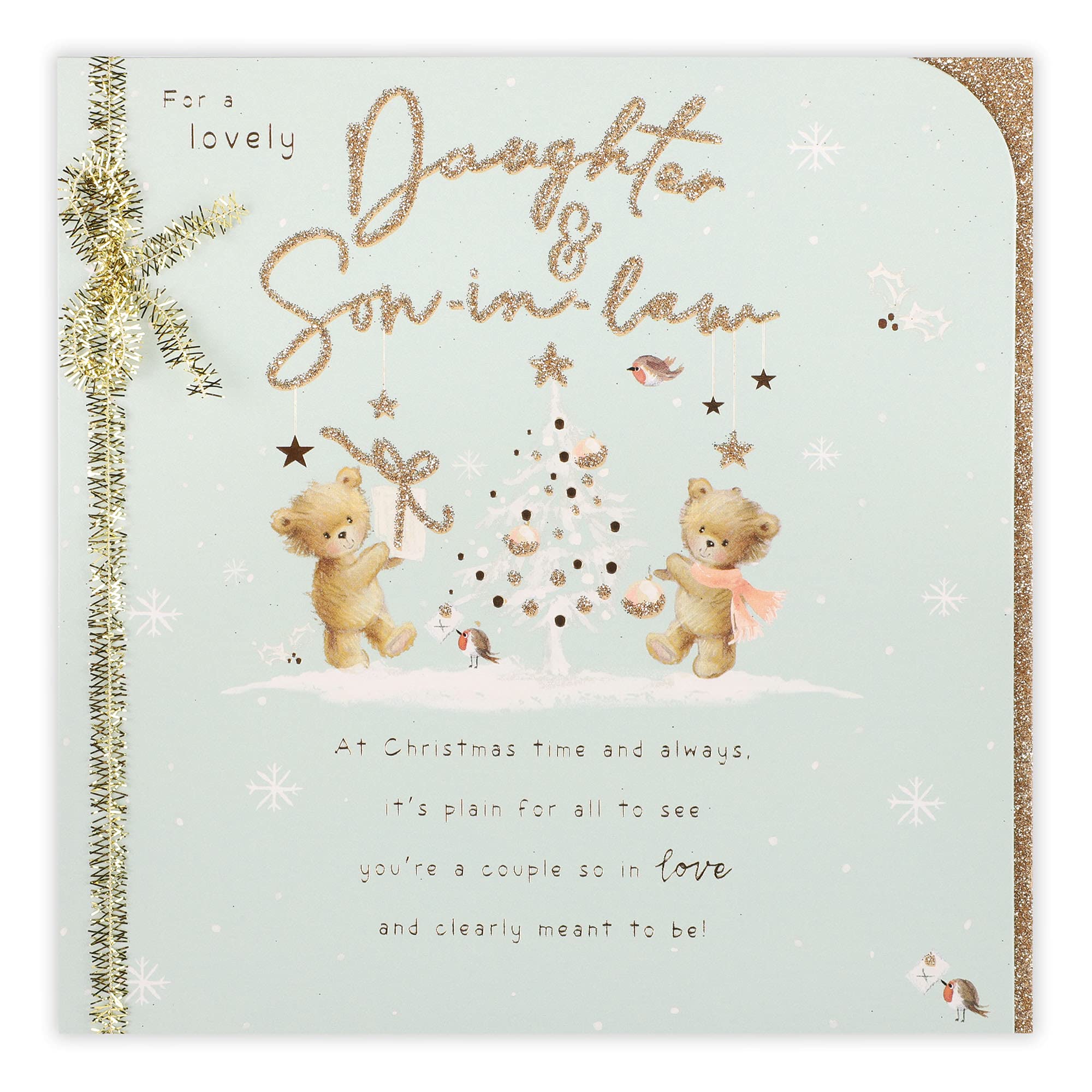 Clintons: Daughter and Son in Law Bears Around Tree Christmas Card, Multi-Colour, 192 x 192 (1181361)