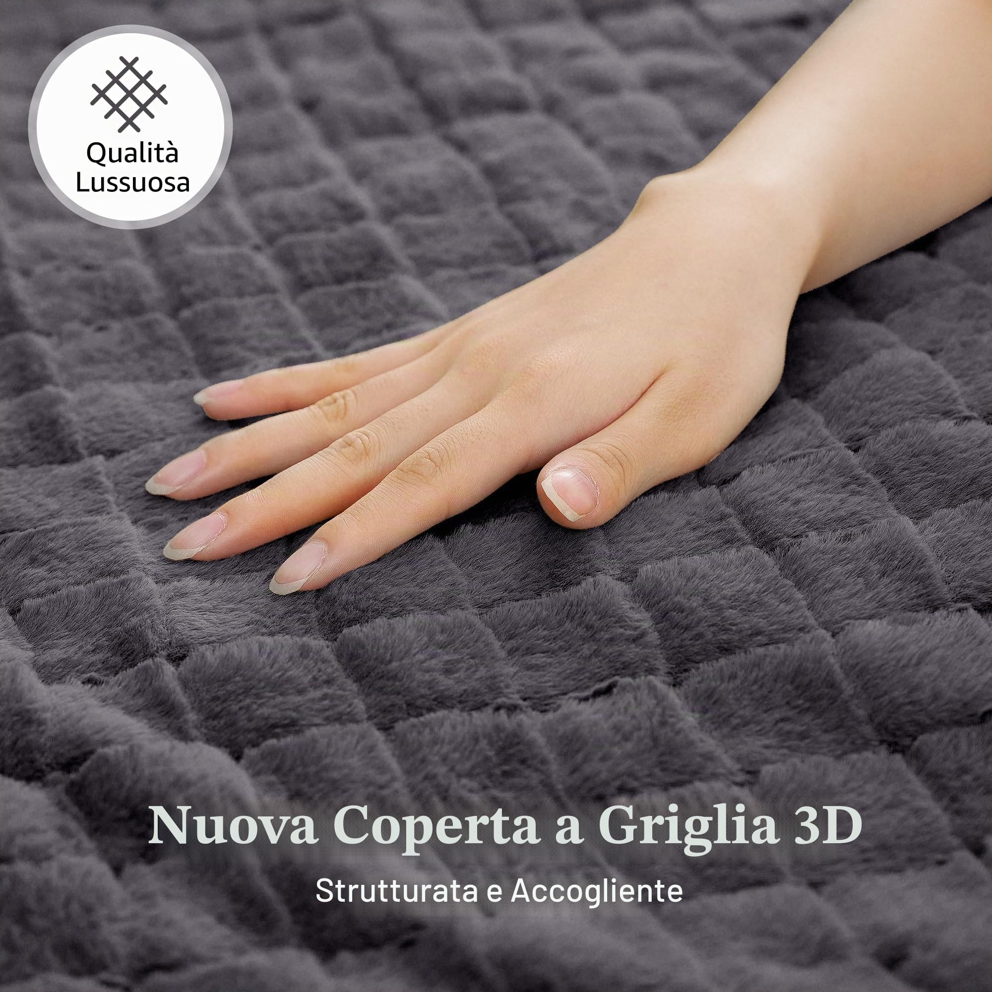 Coperta Elettrica 130x180cm, Coperta Riscaldante con Peluche Coniglio 3D e Flanella, 4 Livelli Calore, Spegnimento Automatico 10H, Lavabile in Lavatrice per Letto, Divano e Ufficio (Grigio Scuro)