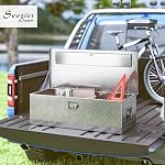 HOMCOM Boîte à outils pour lit de camion de 30 po, boîte de remorque en aluminium à plaque diamant robuste avec poignée latérale et clés de verrouillage, organisateur de rangement pour remorques, VR, camionnette