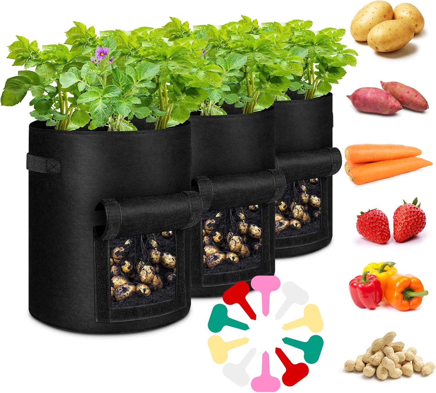 FUNNING-2 Sacs De Plantation De Pommes De Terre Sacs De Plantation De Jardin Non Tissés Sacs De