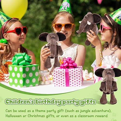 Miniatura 5 de 6 piezas de animales de peluche de safari a granel león, elefante, mono, tigre, animales del zoológico, junble para regalo de niños y niñas, fiestas