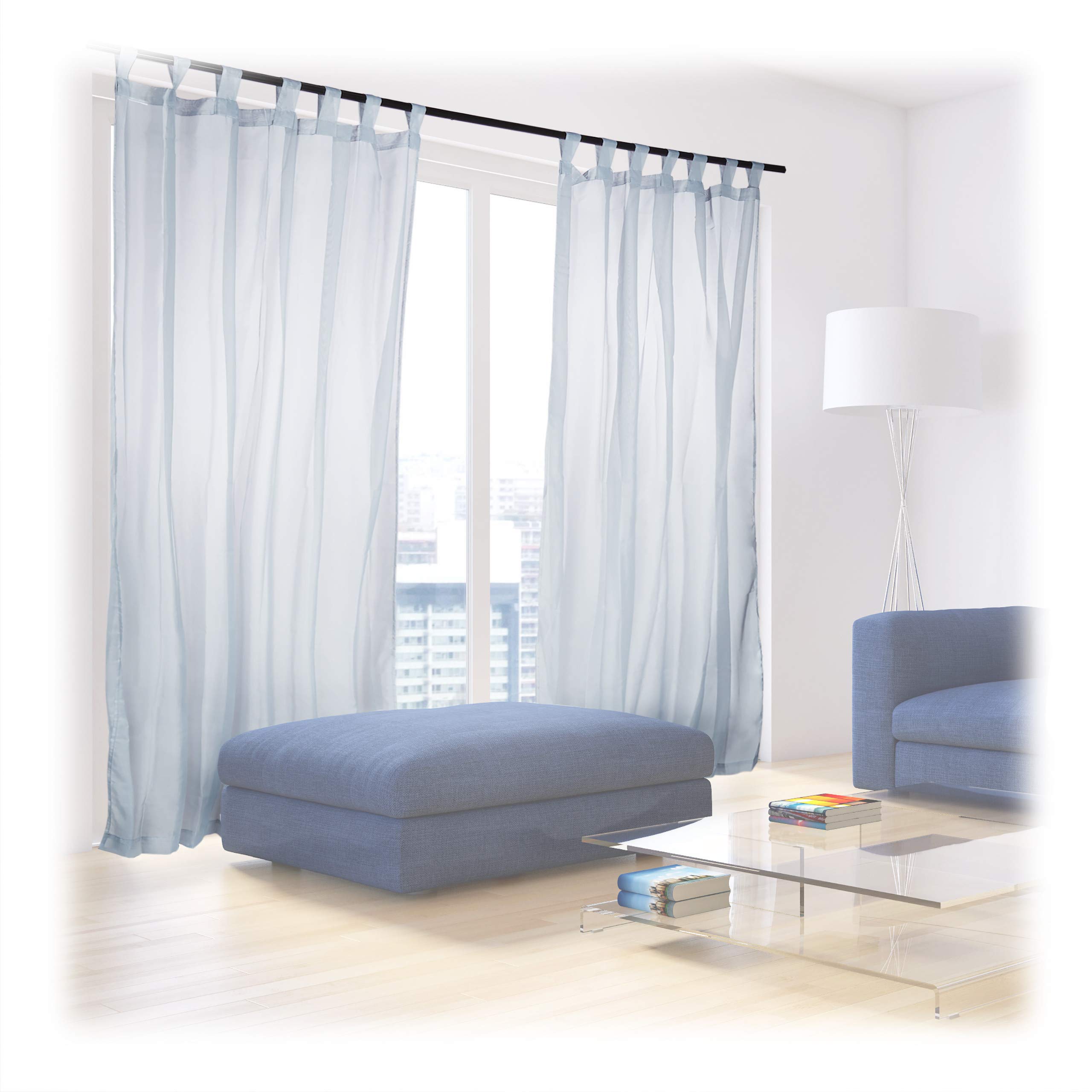 Relaxdays Vorhänge mit Schlaufen im 2er-Set, Voile, halbtransparent, einfarbig, Polyester, u. Größen | halbtransparente Gardinen, einfarbig, Polyester HxB 245x140 cm, 4er Set