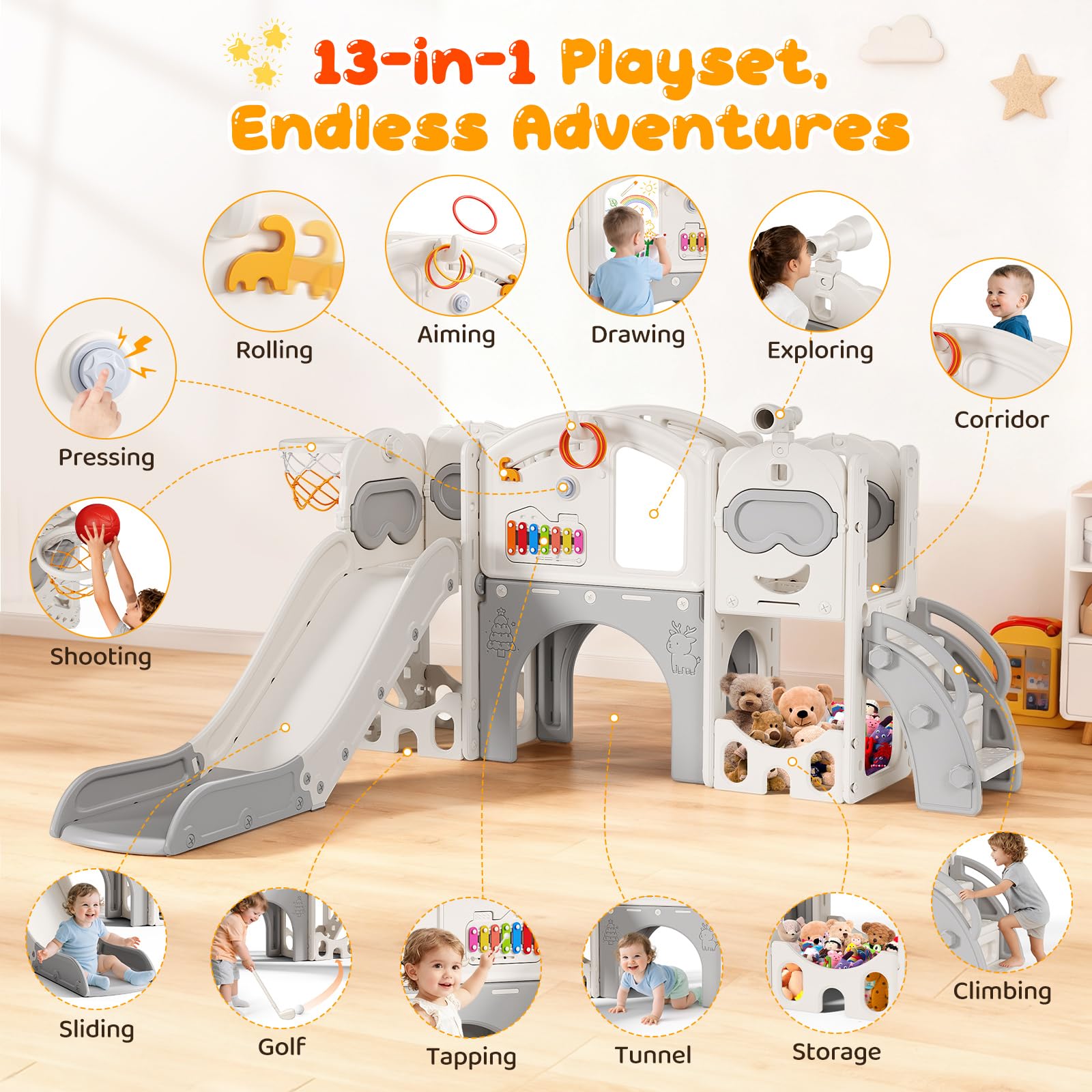 Set con torre da gioco 7 in 1 con xilofono, HDPE, 50 kg, a partire da 1 anno