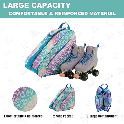 Miniatura 6 de HEXIFUL Bolsa de patinaje para llevar patines de hielo, patines en línea, patines y patines cuádruples tanto para niños como para adultos