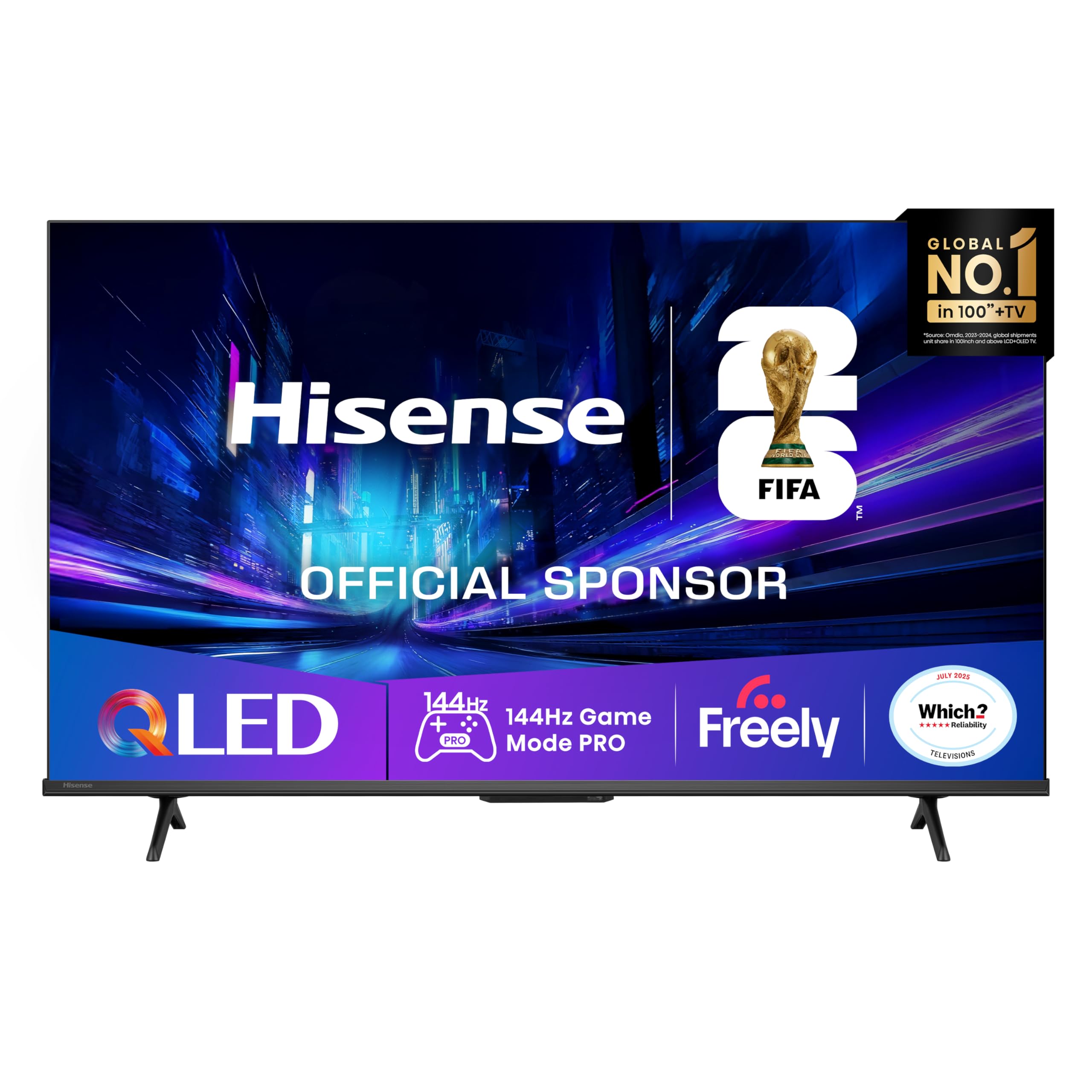Hisense 50" 50E78QTUK PRO 144Hz QLED Smart AI TV - Hi-View AI Engine, 144Hz Game Mode PRO, Dolby Atmos, Quantum Dot Colour with Freely, Disney +, YouTube, Netflix