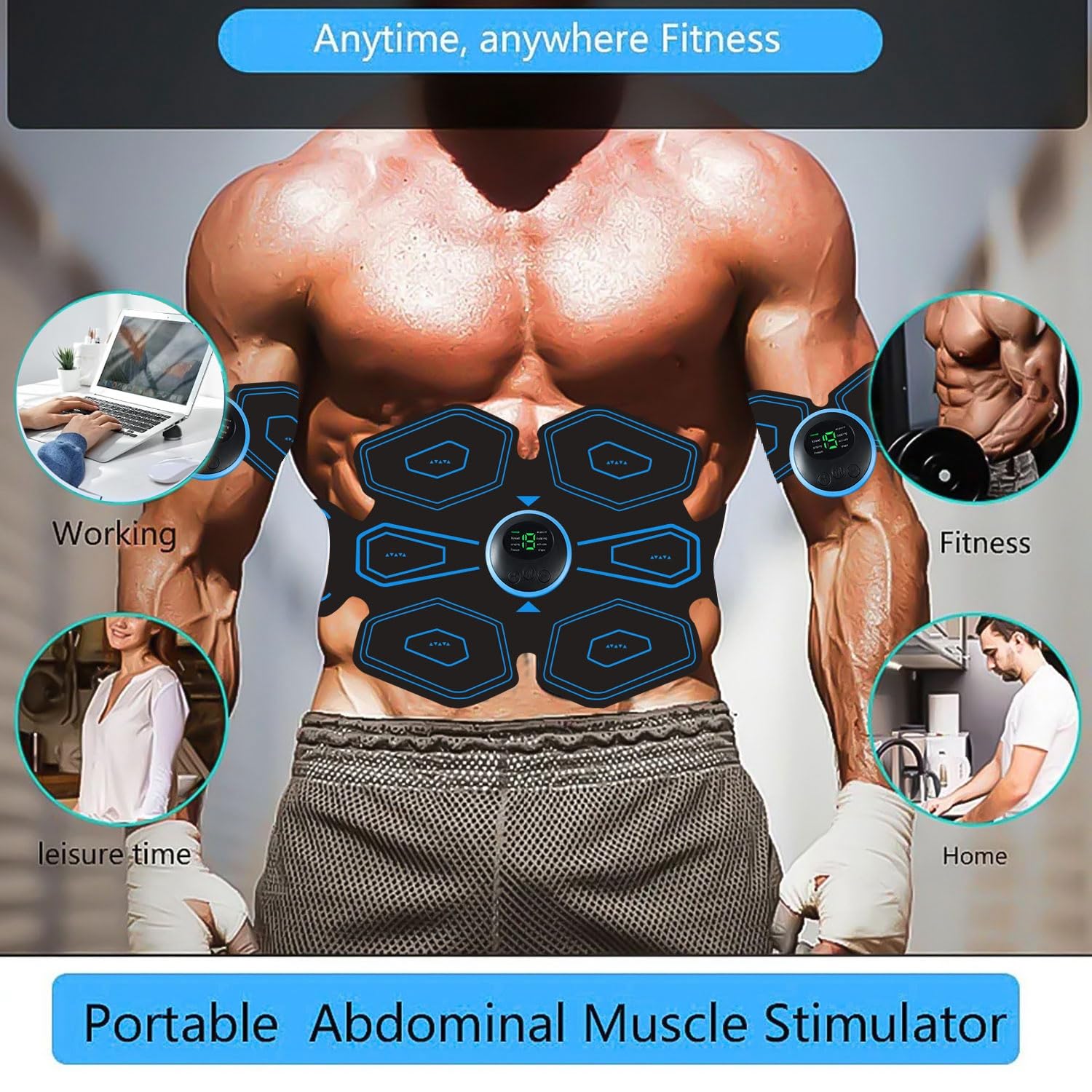 Estimulador De Abdominales, Tóner Muscular, Cinturón Estimulante De Abdominales, Tóner Abdominal