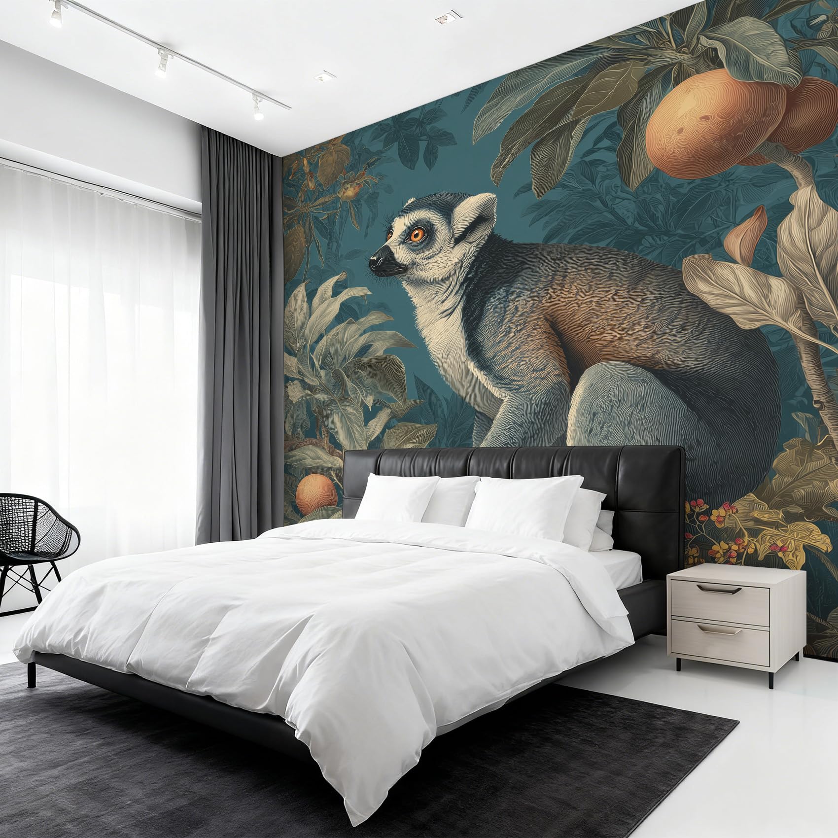 Papier peint lémurien animal tropical fresque murale intissée grand format