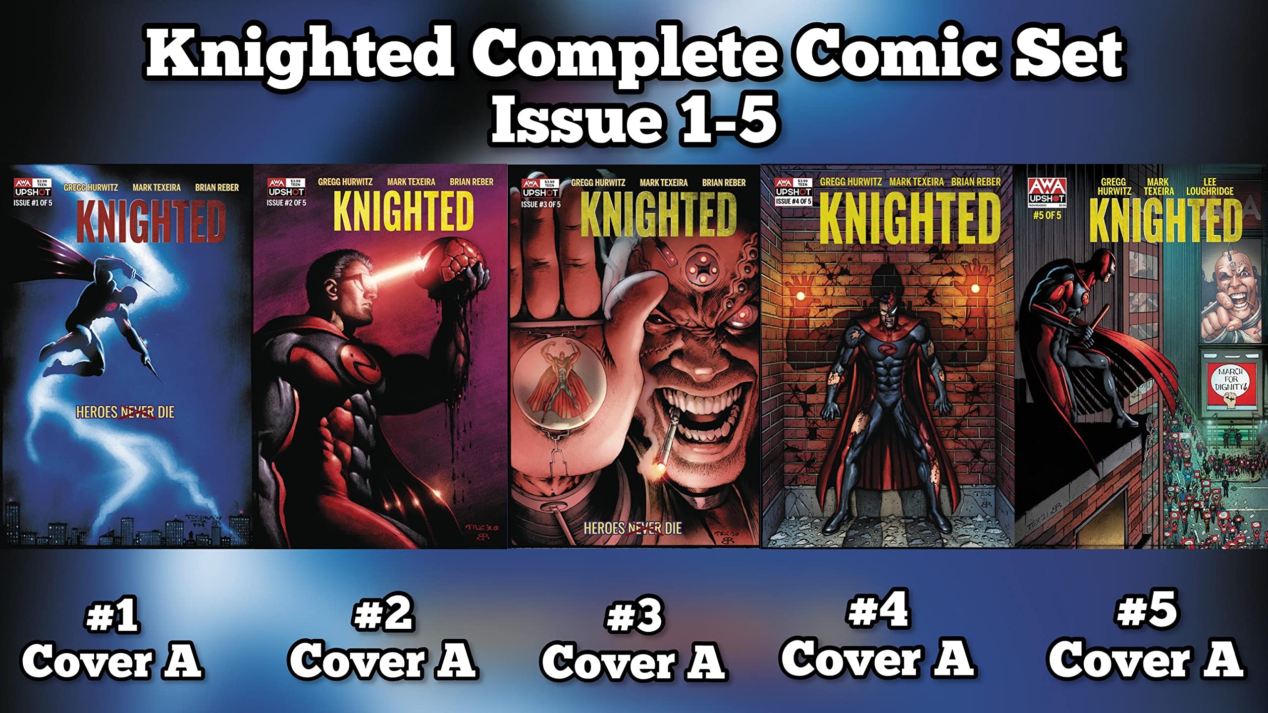 Comic Knighted Set Completo 1-5 Cover A con Comic Backer Protector Edición Coleccionista Grapa 3