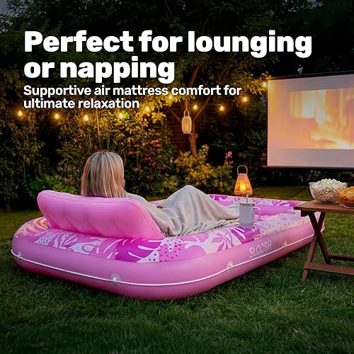 Miniatura 7 de SLOOSH Flotador inflable para tumbona de piscina, 70 x 46 pulgadas, flotadores de piscina para adultos con almohada, flotador 4 en 1 para balsa