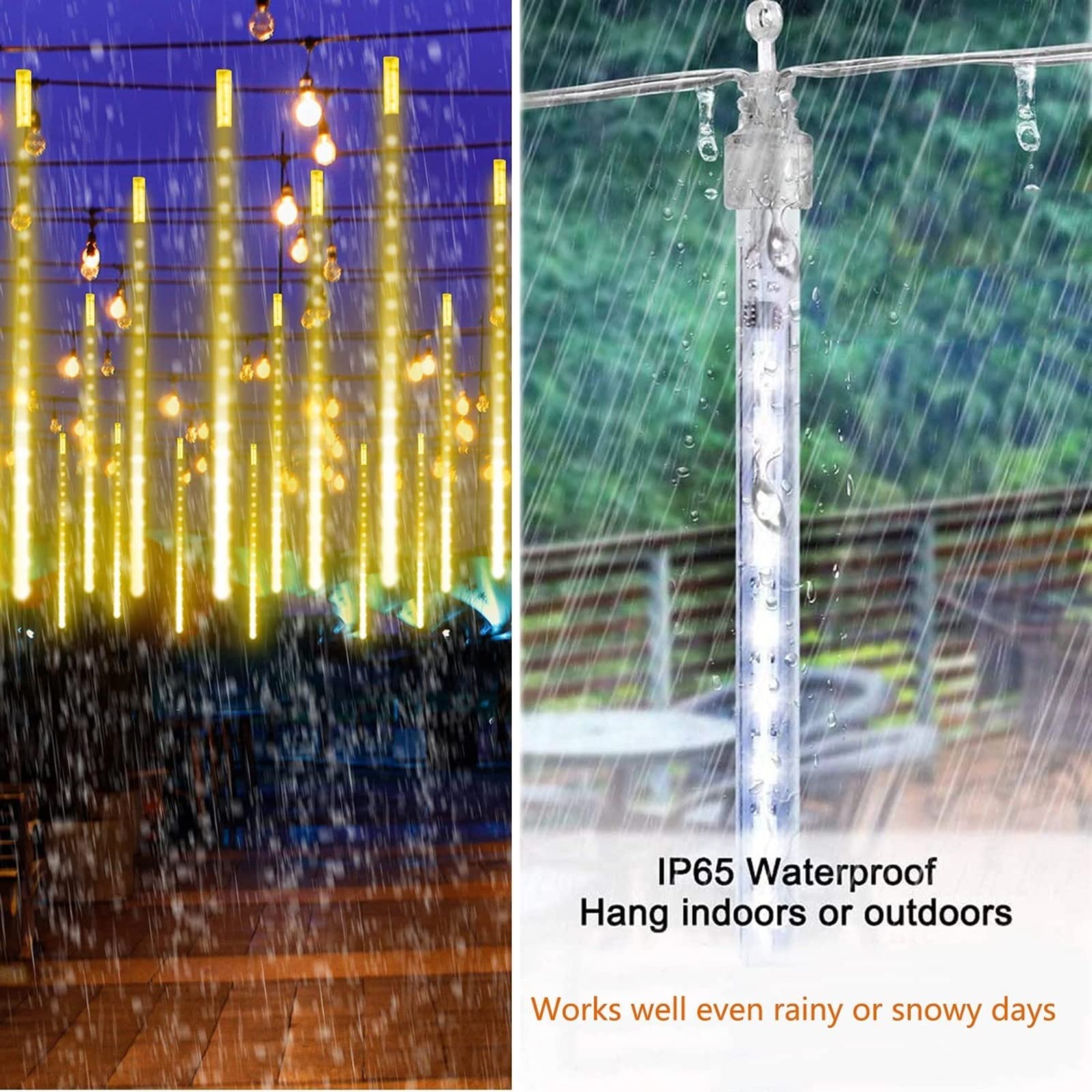 SCOZIA Cadena de Luces LED Que Caen Nieve 80 cm 8 Tubos 576 LED IP65 Luces de Lluvia a Prueba de Agua Luces de Lluvia Que Caen al Aire Libre para decoración navideña, Boda, Fiesta, Rosa púrpur