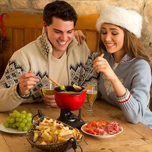 Miniatura 2 de 12 tenedores para fondue de 9.4 pulgadas, de acero inoxidable, mango de madera, para fondue de chocolate, para fondue y queso, malvaviscos, frutas