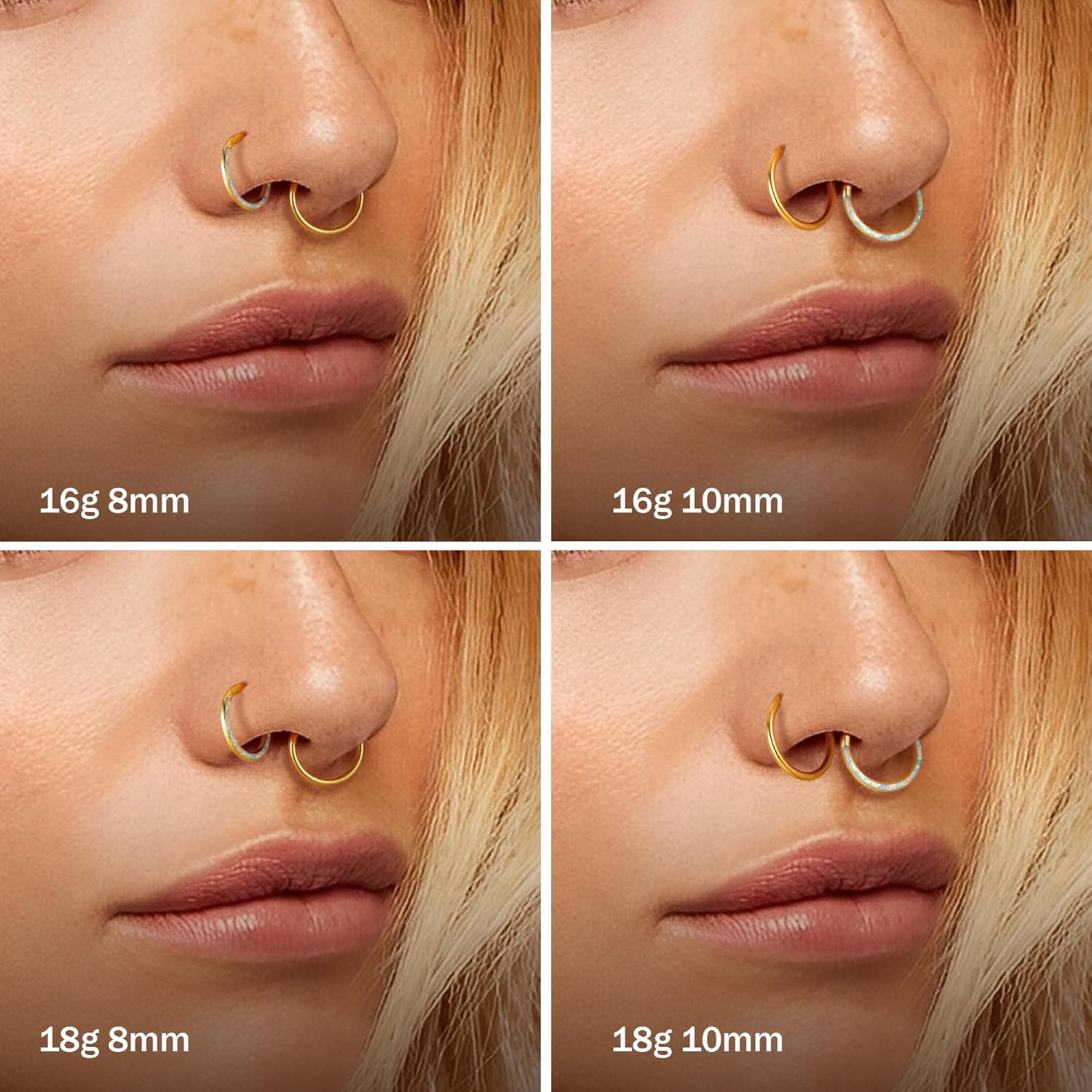 Jstyle 16G 18G Surgical Steel Septum Nose Rings for Women Hypoallergenic Nose Hoop Ring Septum Rings Hinged Cartilage Earring Conch Lip Helix Daith Rook Tragus Piercing Jewelry 8mm 10mm - Image 5