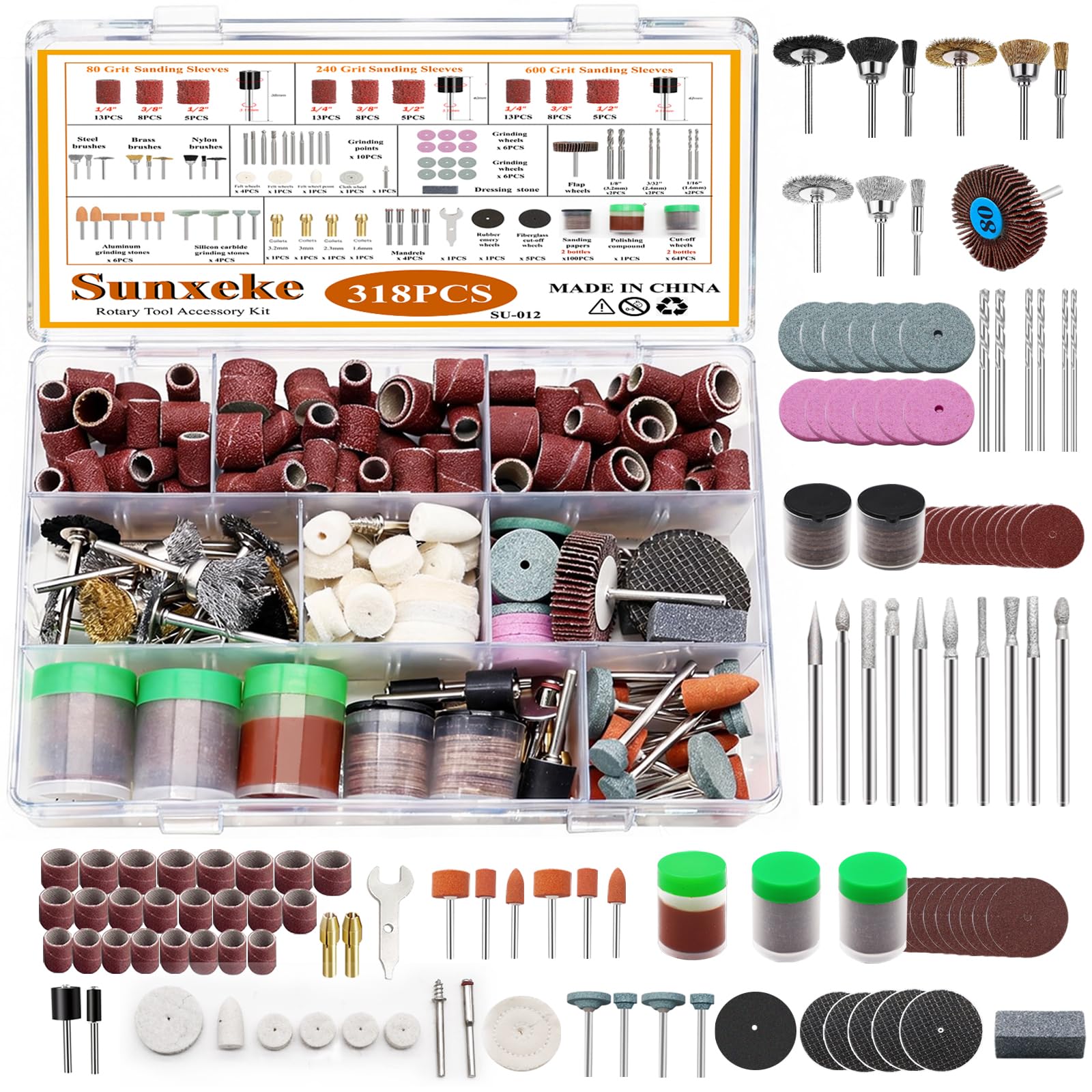 Sanding Drum Set for Rotary Tools - 138 Bands & Mandrels -9