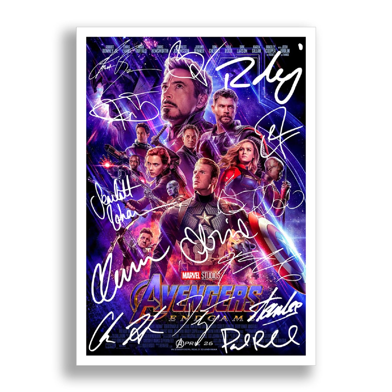 Mounted Gifts Avengers: Endgame Movie Cast Signed A4 Poster Photo