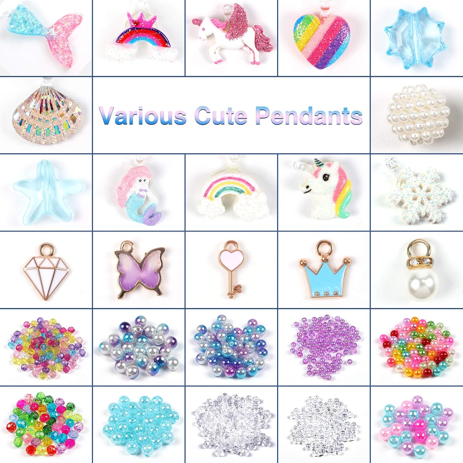 Buy G C Bead Jewelry Making Kit With Cute Mermaid Unicorn Princess Rainbow Heart Crown Butterfly Starfish Charms Diy Beading Necklace Bracelet Ring Hair Braids Jewelry Supplies Gift Craft Kit For Girls Online
