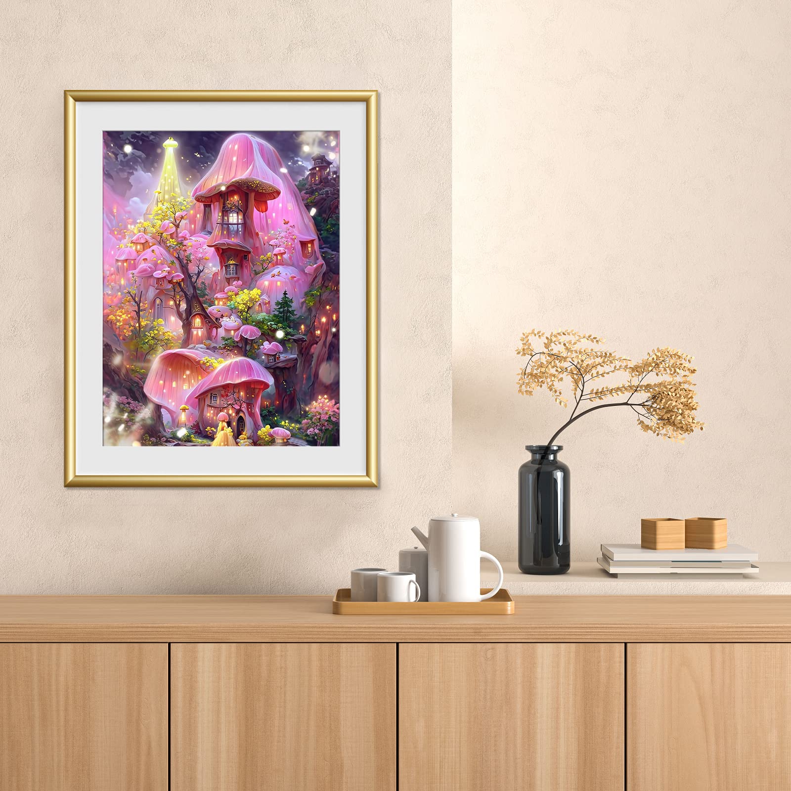 QENSPE Château Bleu Peinture Diamant Adulte, 5D Diamond Painting Complet Forêt Fantaisie Diamant Kit Enfants, DIY Cristal Painting Strass Point De Croix Pour Murale Décoration 30x40cm