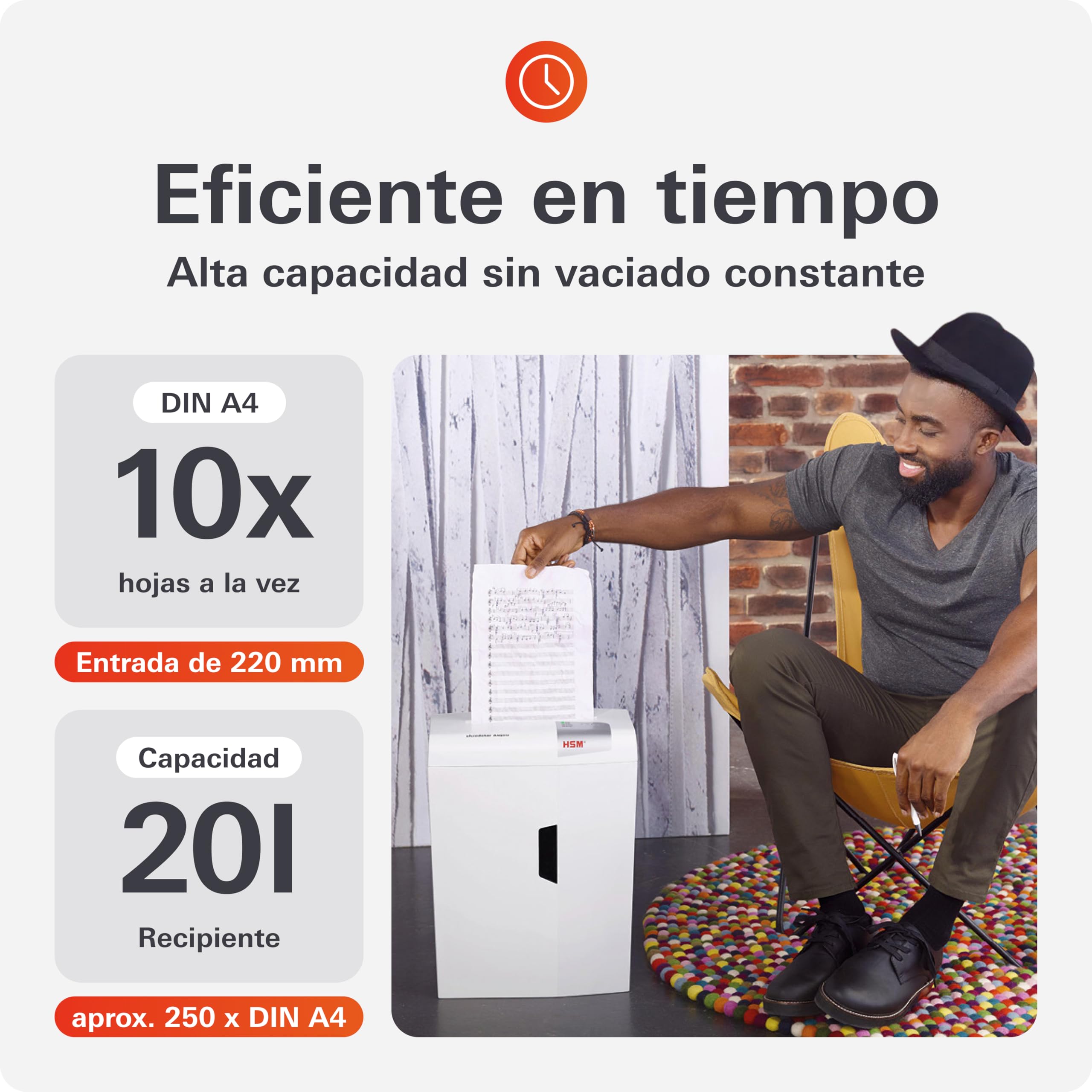HSM shredstar X10 - Destructora de documentos, 4x5x30 mm, color blanco plata | Volumen de recogida 20 l, partículas,