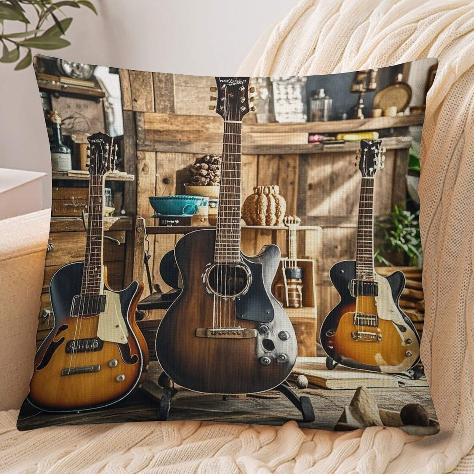 Fekiloot Style Guitar Musical Instrument Pillowcase Pillow Sham Pillow Case