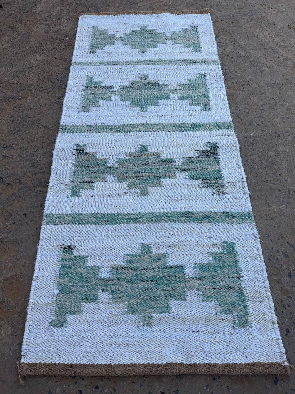 Handwoven Hemp Jute Stair Runner Geometric Design Home Use (3 x 20)