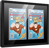 Vista 1 de Poster Palooza Marco de cómic con paspartú para 2 cómics CGC, CBCS o PGX Graded Comics – Marco de cómic negro para cómics de 8.125 x 13 pulgadas
