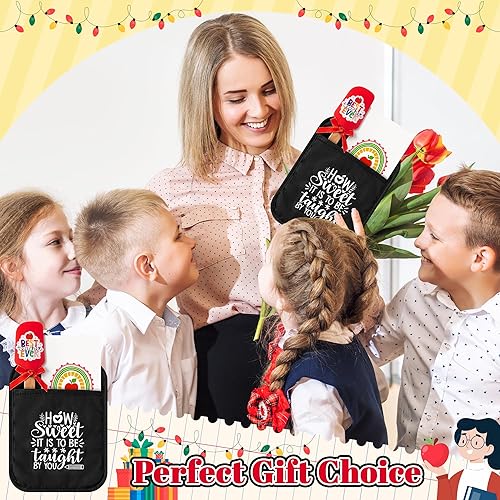 Miniatura 4 de R HORSE Juego de regalo de soporte para ollas para profesores, bolsa divertida para galletas, guante de horno resistente al calor con espátula de