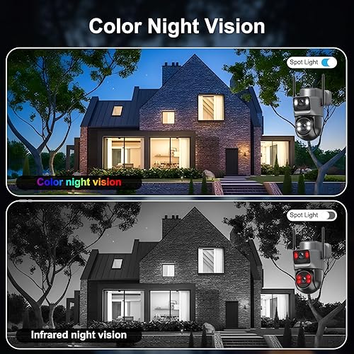 Miniatura 5 de Cámaras de seguridad solar 4K inalámbricas para exteriores, WiFi 6 de 2.4 G5 GHz, cámaras para seguridad del hogar, cámara solar de doble lente con
