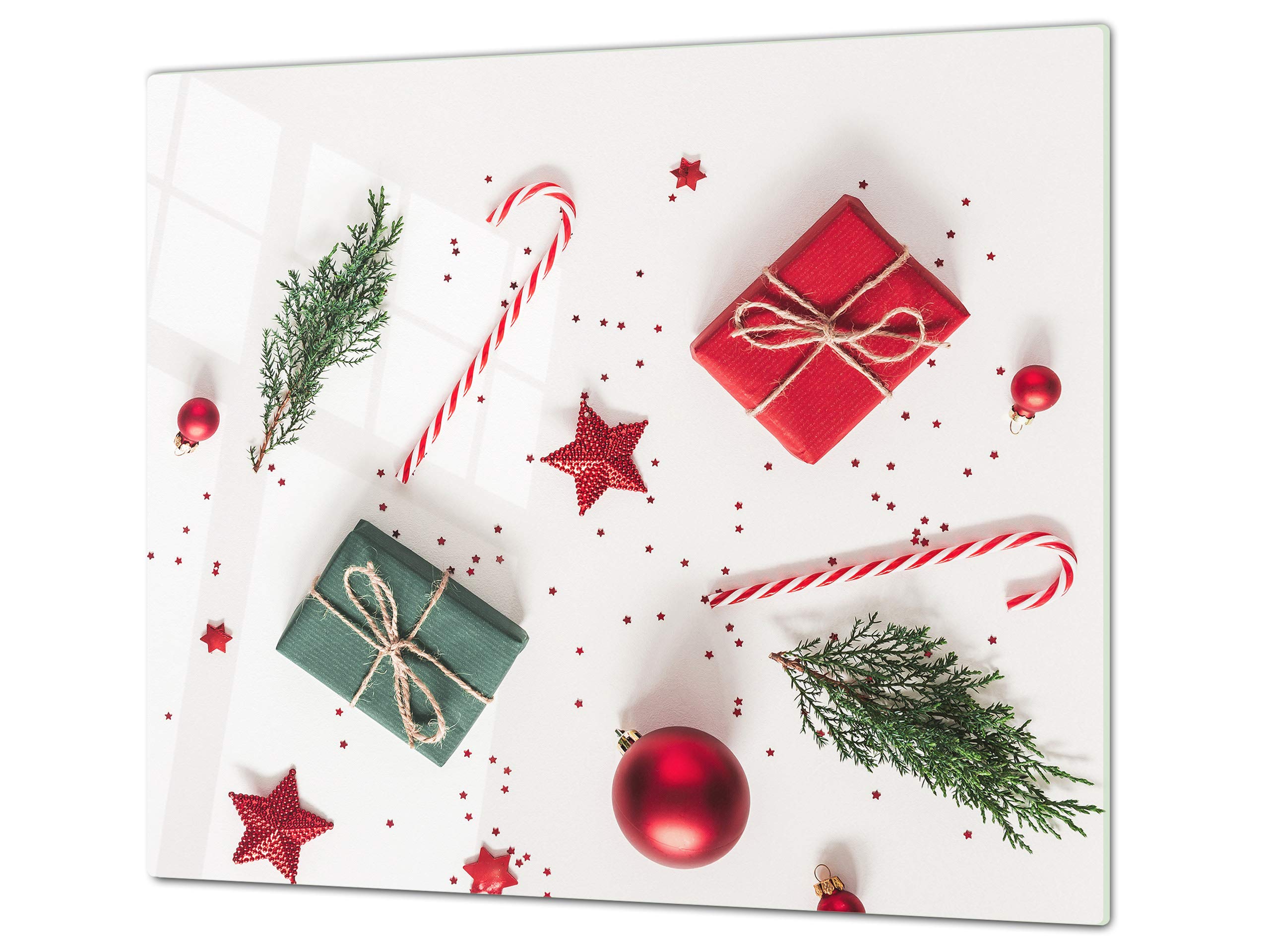 Chopping Board - Induction Cooktop Cover - Glass Cutting Board; Measures: Single: 23,62” x 20,47”; Double: 11,81” x 20,47”; D20 Christmas Series