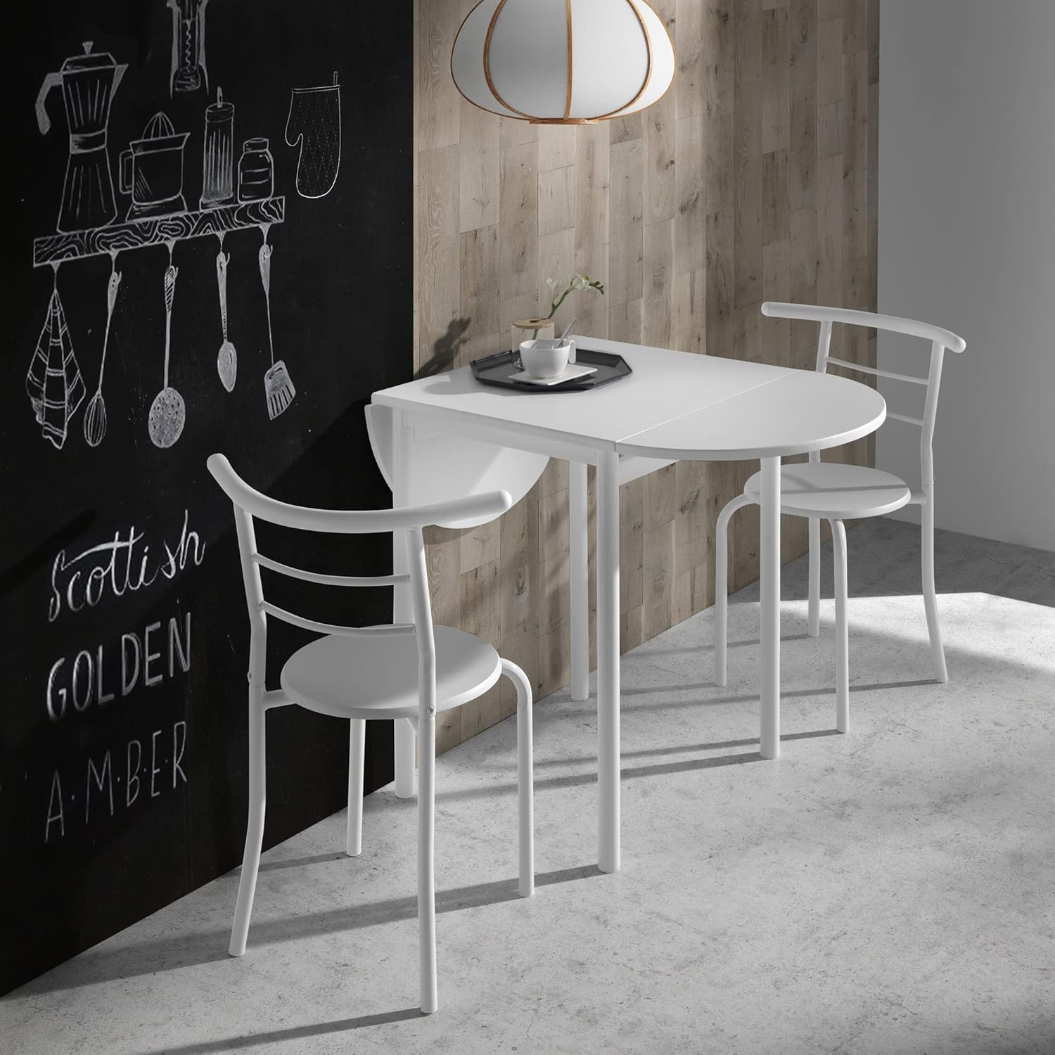 MOMMA HOME Set mit ausziehbarem Küchentisch und 2 Stühlen, Modell Leva
