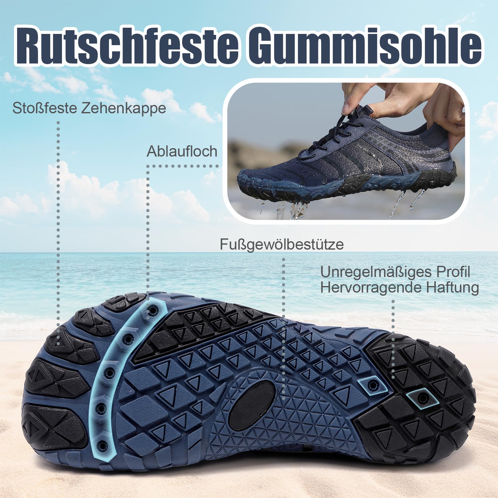 Zapatos de Agua Secado rápido Hombre Mujer Zapatillas Agua Verano Zapatos de Playa Transpirable Zapatos de Natación Descalzos Deportes Acuáticos Zapatillas de Piscina