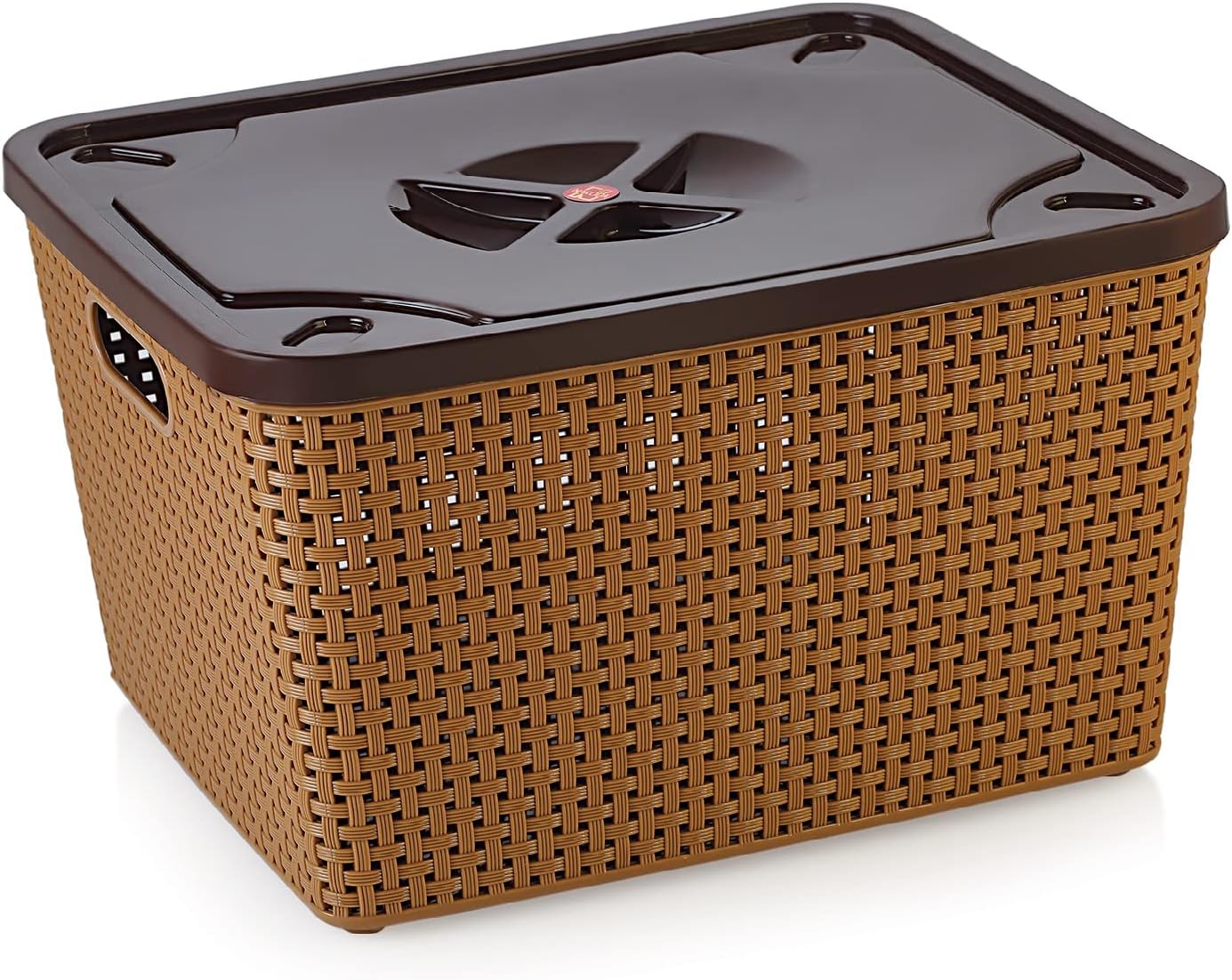 Nakoda 888 Dune Storage Basket With Lid Multipurpose Use for Kitchen & Home Organiser Box for Fruits Vegetables, Toys, Stationary items, Color May Vary, (35.7 x 30 x 17.7 cm, Plastic)