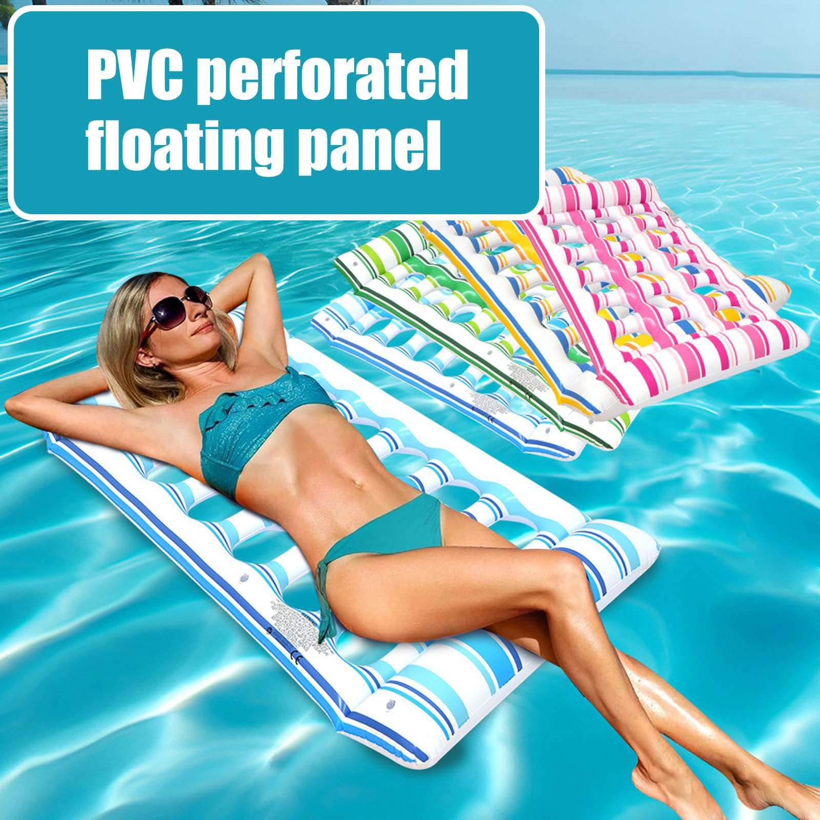 Flottant Hamac Gonflable Matériau PVC Résistant Matelas Piscine Gonflable Plusieurs Couleurs Disponibles Flexible et Portable avec Appui-tête Jouets de Piscine pour Piscine,Plage,Lac