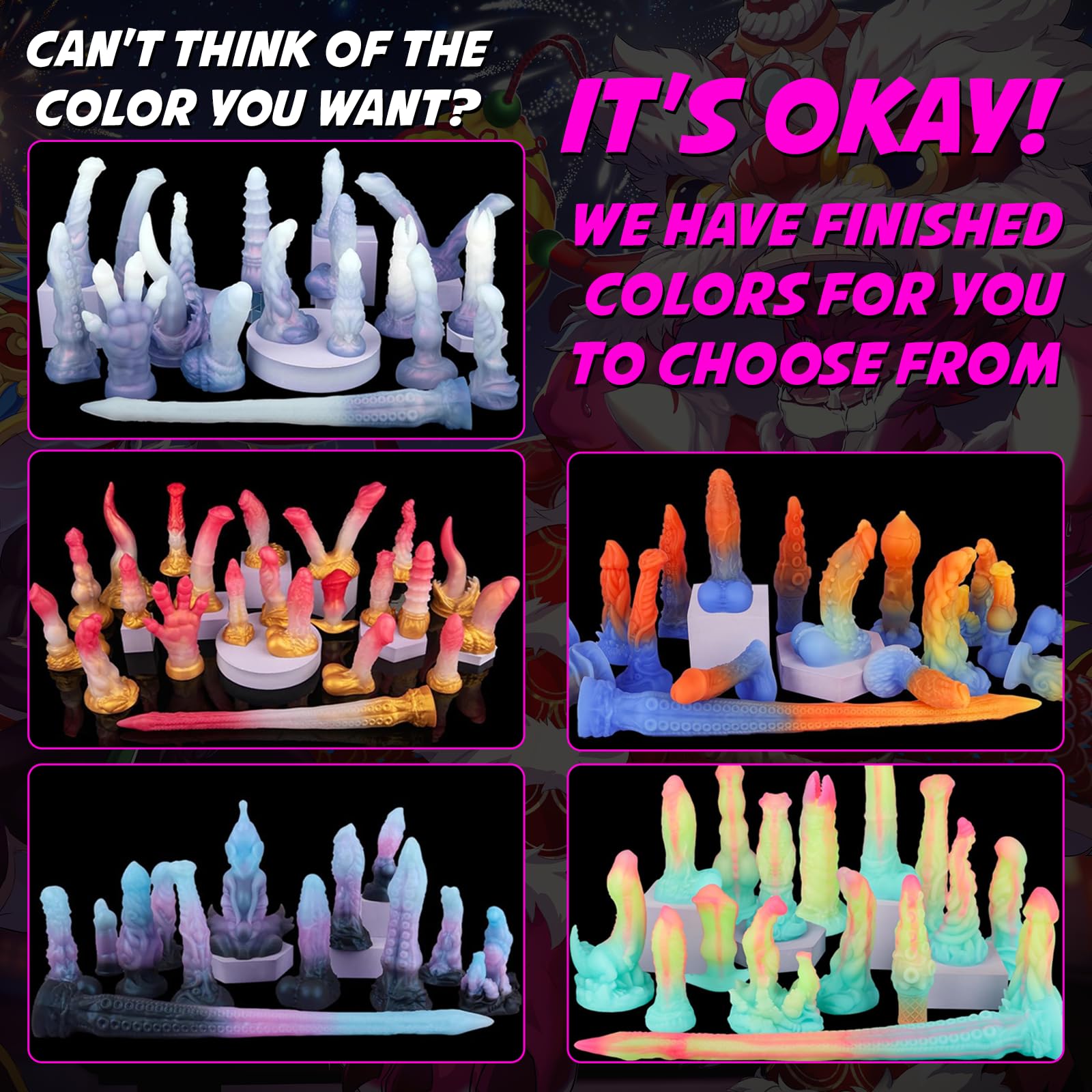 Nothosaur Banner 8.2 Inch Fantasy Dildo Luminous Realistic Monster Dildo with Friction Wave Points with Strong Suction Cup for G-Spot, Prostate, Vagina, Sex Adult Toys for Men Women and Couple: Custom Size Custom Color