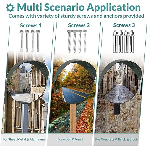 Miniatura 4 de MEETWARM Espejo de seguridad convexo de 18 pulgadas, espejo de seguridad curvado con soporte de fijación ajustable para interiores y exteriores,