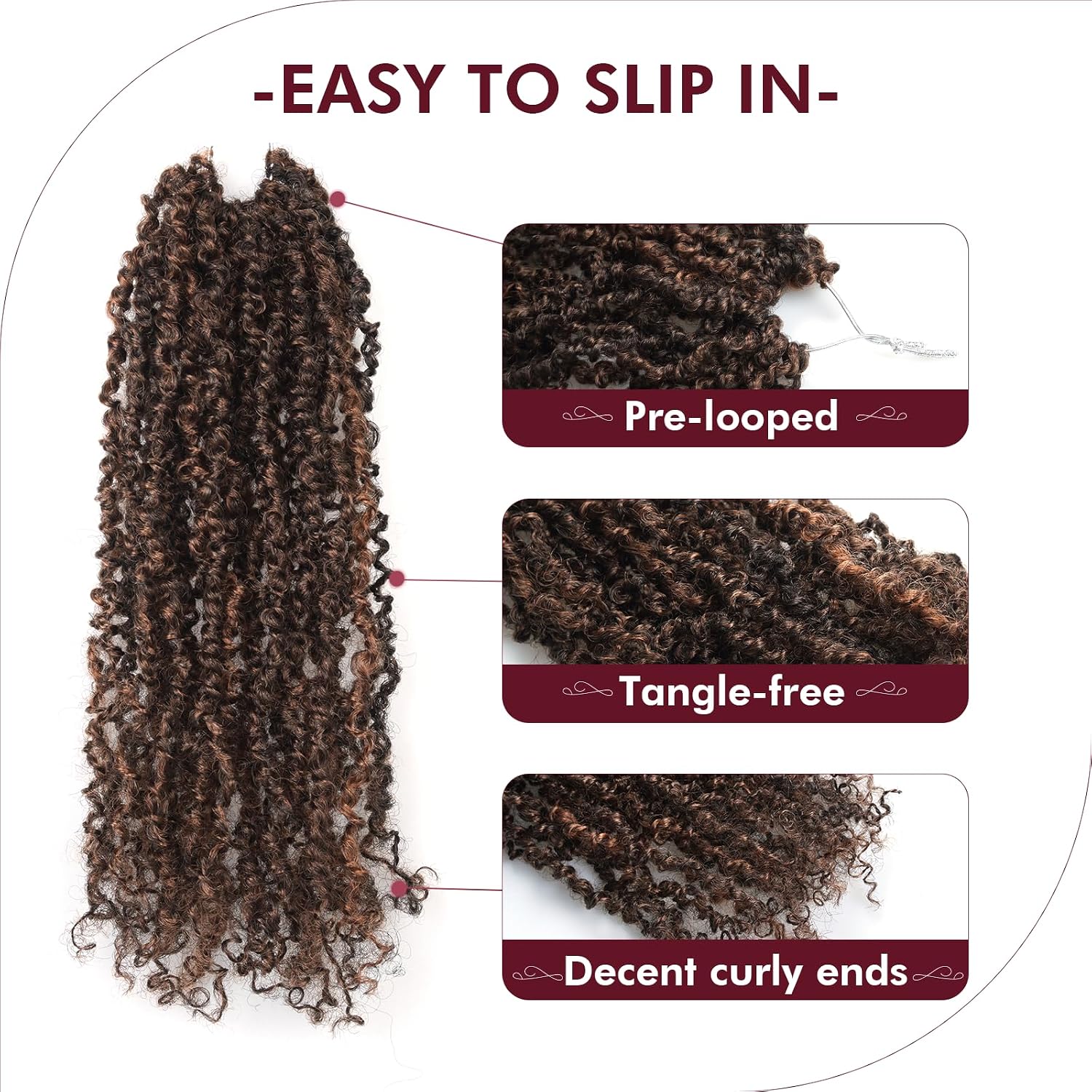 GIX Yanky Twist Crochet Hair - 6 Inch 8 Packs (30 Strands/Pcs) Black Mix Brown Pre-twisted Fluffy Spring Mini Twist Short Bob Passion Twist, Crochet Braids Braiding Hair (6 Inch, F1B/30-8P) image 2
