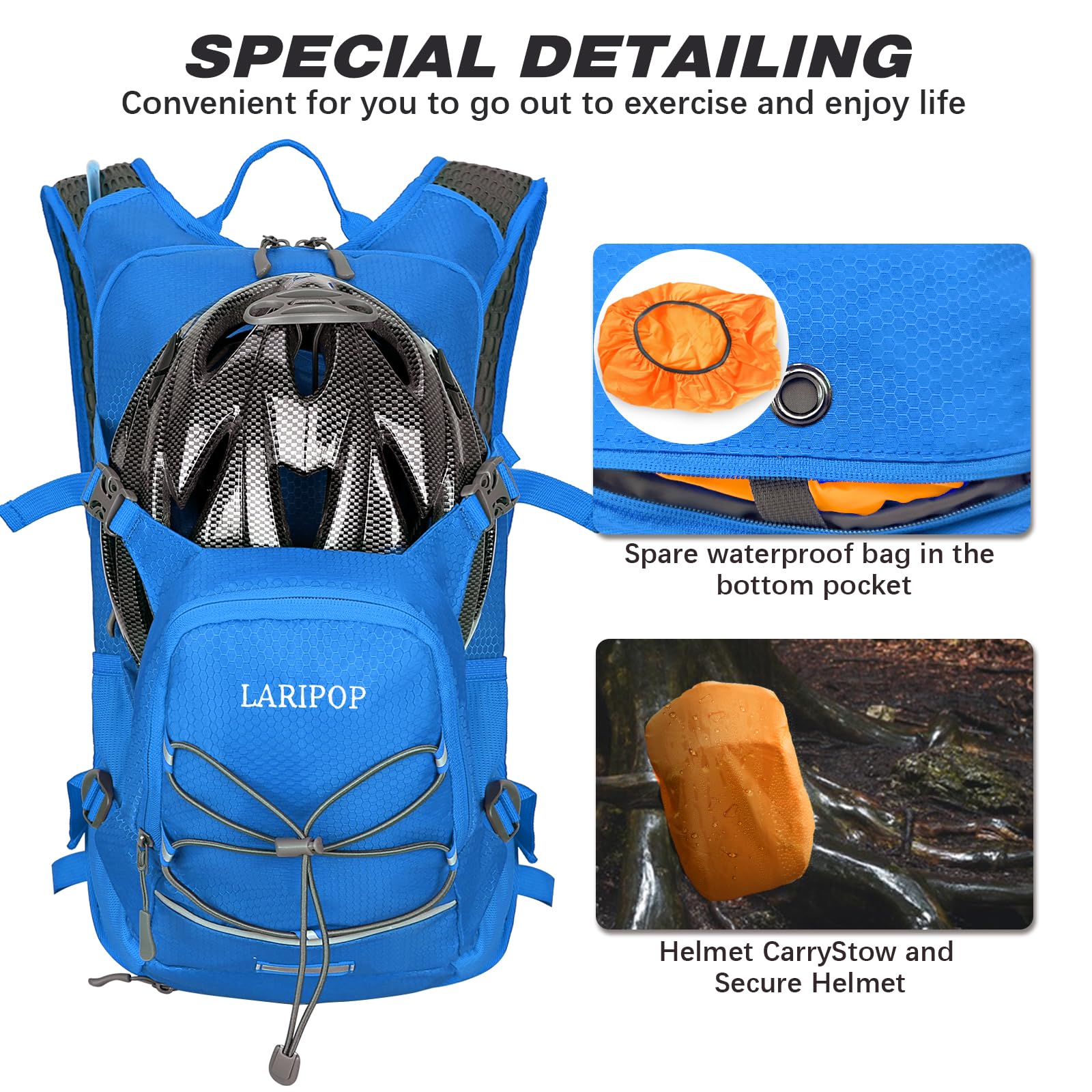 LARIPOP Mochila de chaleco de hidratación para senderismo, bolsa de vejiga de agua para correr, senderismo, ciclismo, carreras, maratón, para mujeres y hombres