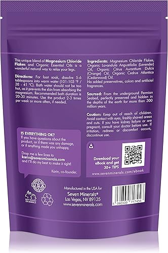 Miniatura 3 de Seven Minerals Copos de magnesio relajantes y crema natural para piernas
