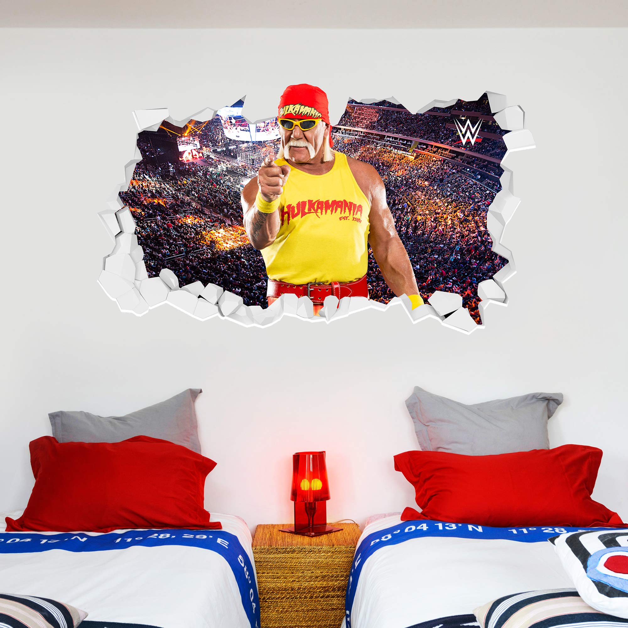 WWE Wall Decal - Hulk Hogan Broken Wall Sticker Decal Kids Mural Art Wrestling (120cm Width x 60cm Height)
